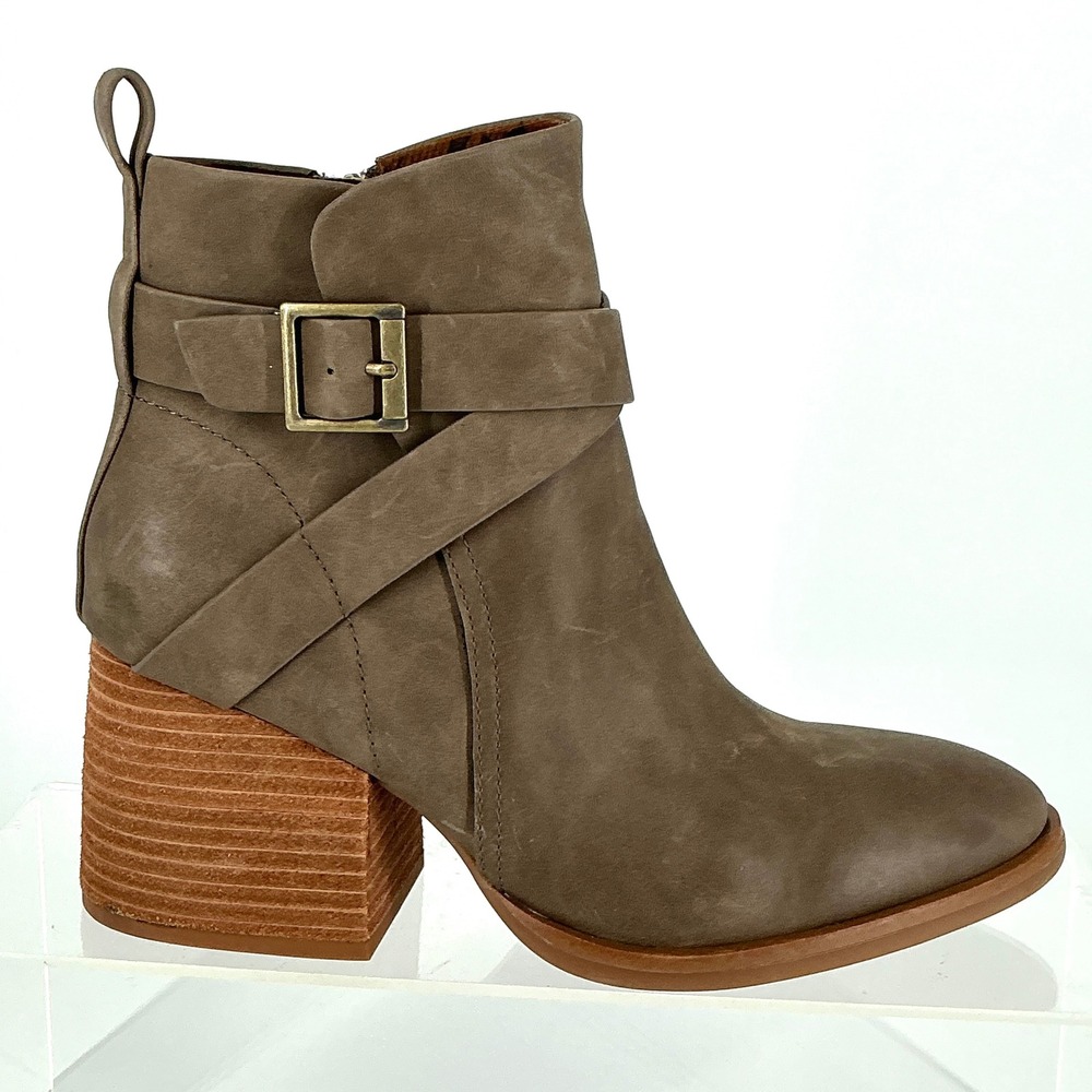 Women’s Taupe Suede Ankle Boot with Block Heel